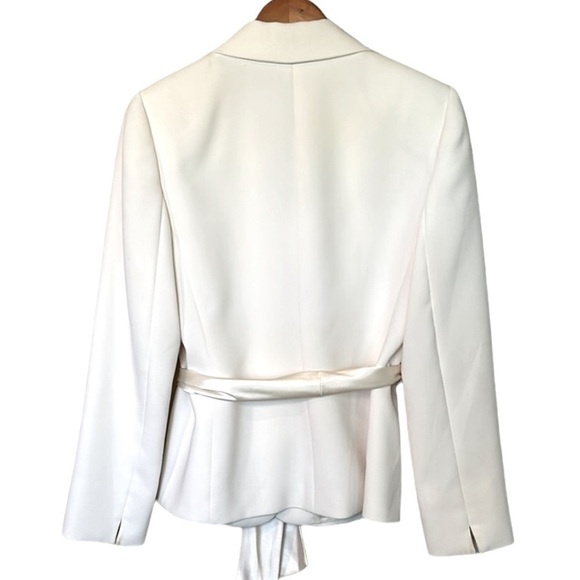 Tahari ASL ivory cream blazer belted satin sash notched collar Women’s Sz 6 - Picture 9 of 13